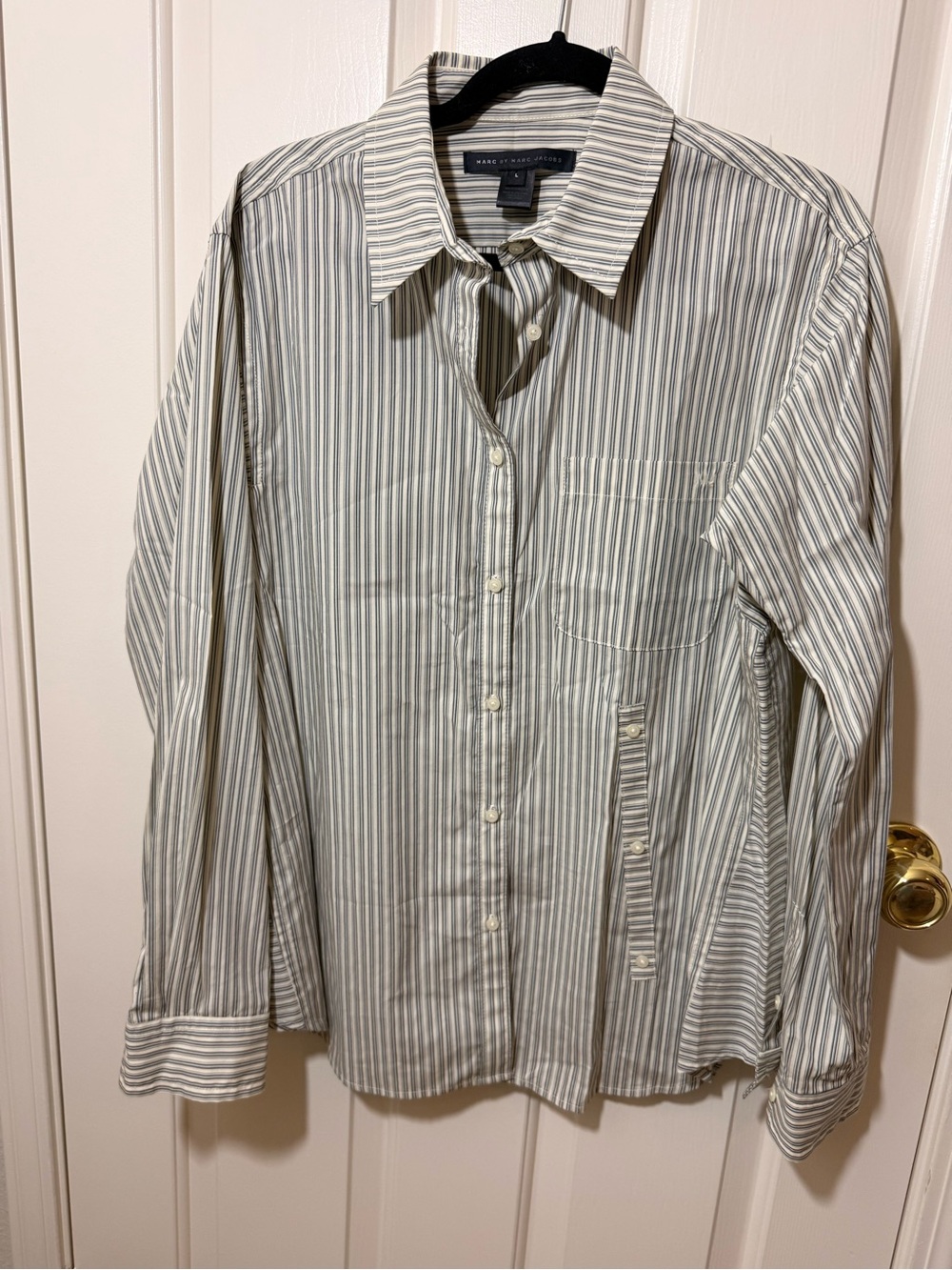 Marc By Marc Jacobs Vertical Stripe Button-Down Shirt - White and Gray